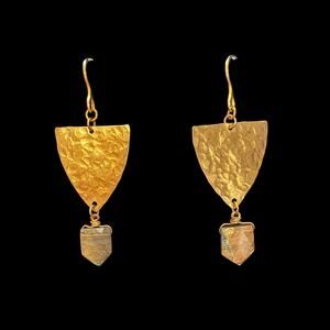 Brass Dangle Earrings with Labradorite